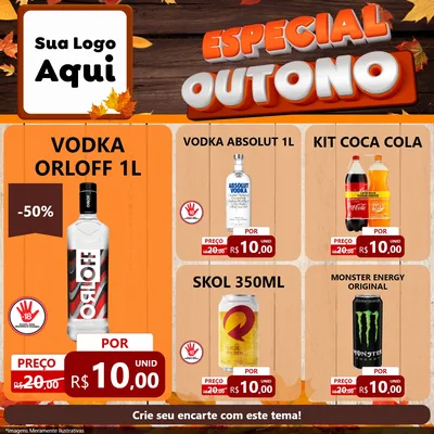 Modelo de Rede Social para Feed Facebook com o tema Especial Outono para Distribuidora de bebidas
