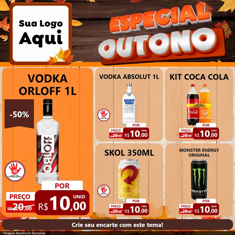 Modelo de Rede Social para Feed Facebook com o tema Especial Outono para Distribuidora de bebidas