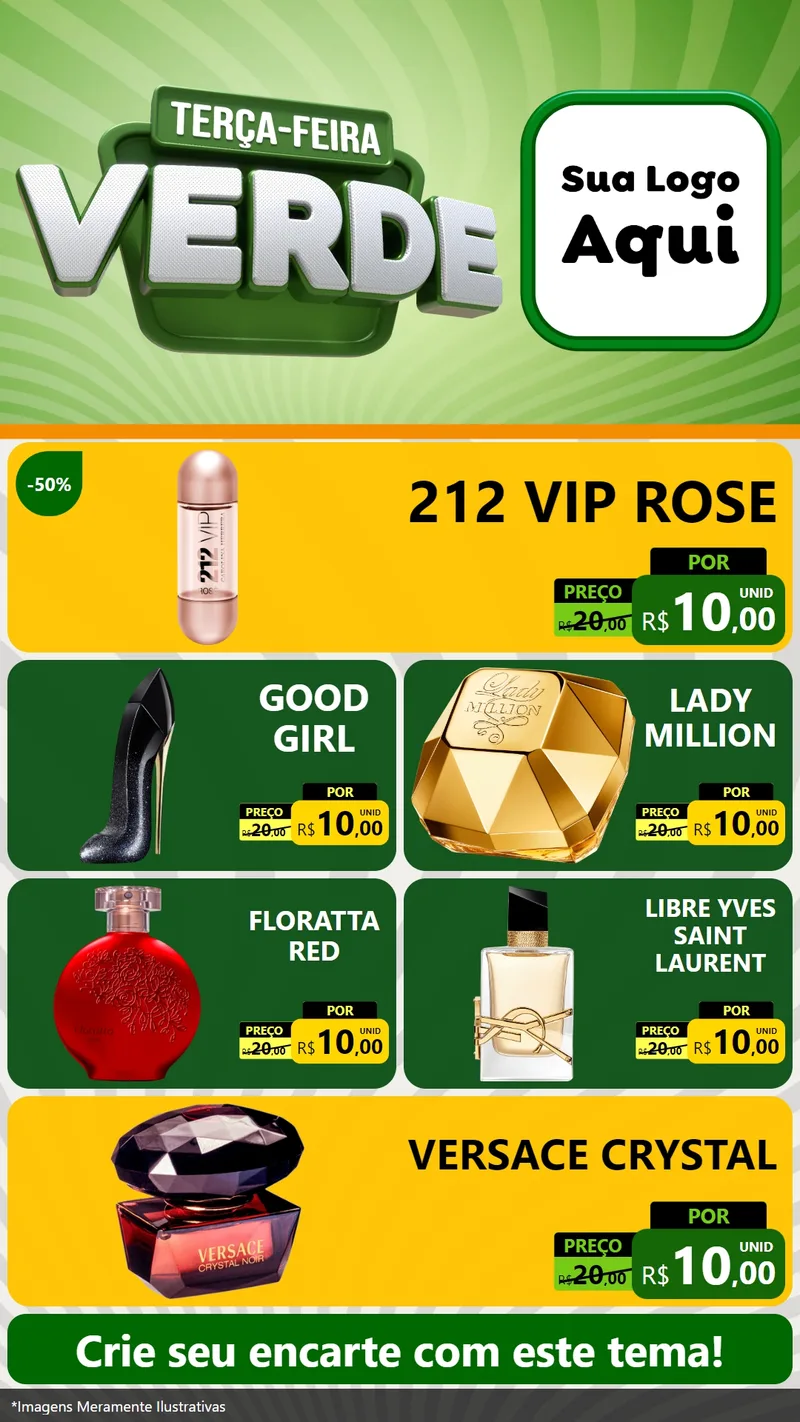 Modelo de TV para TV Vertical com o tema Terça - Feira Verde para Perfumes