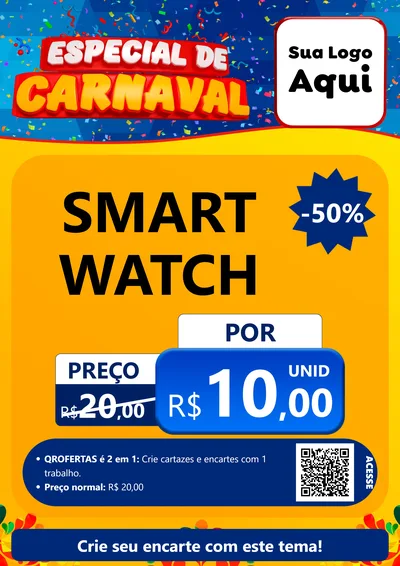 Modelo de Cartaz para Cartaz A4 Vertical com o tema Especial de Carnaval para Informática