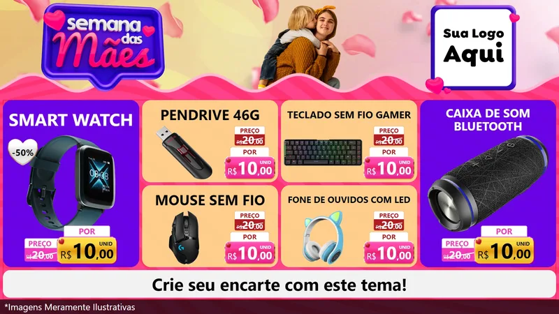 Modelo de TV para TV Horizontal com o tema Semana das Mães para Informática