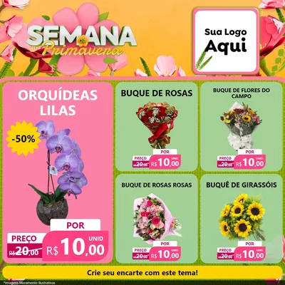 Modelo de Rede Social para Feed Facebook com o tema Semana da Primavera para Floricultura e jardim
