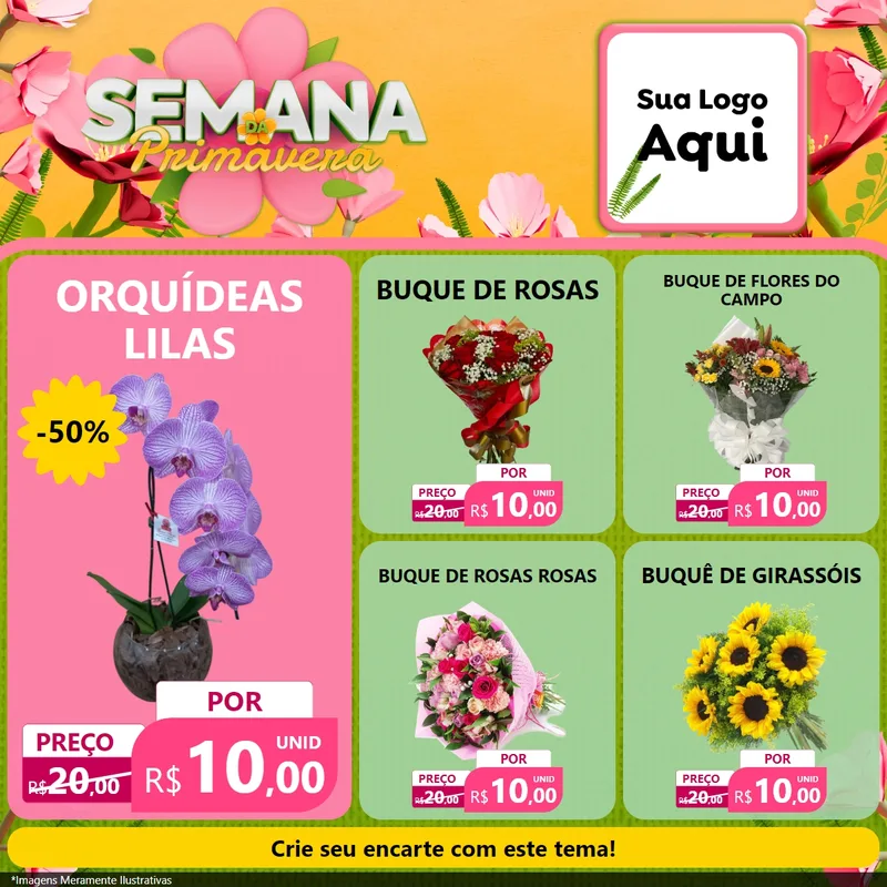 Modelo de Rede Social para Feed Facebook com o tema Semana da Primavera para Floricultura e jardim