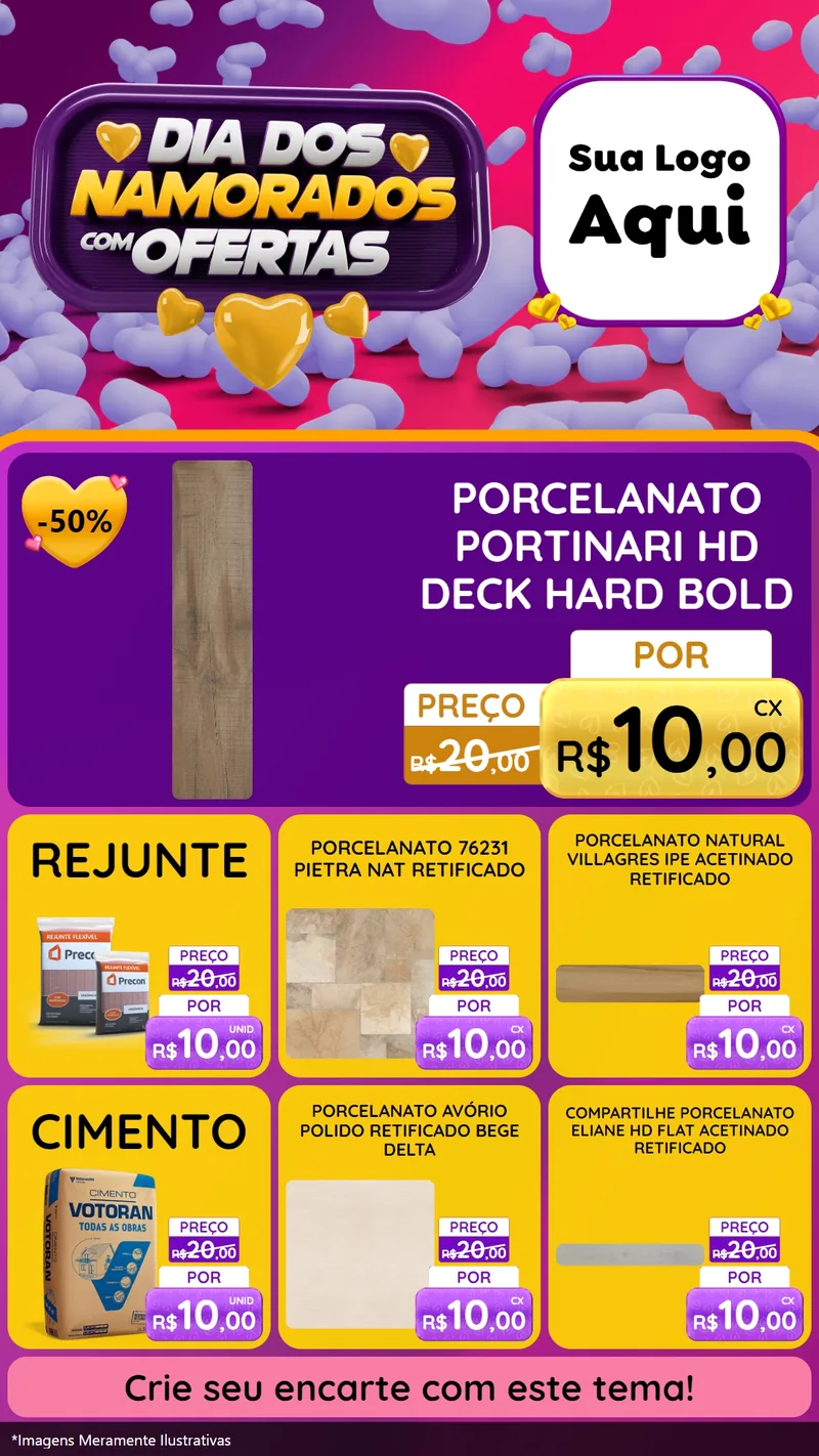 Modelo de Rede Social para Stories com o tema Dia Dos Namorados Com Ofertas para Pisos e revestimentos