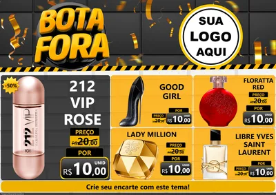 Modelo de Encarte para Encarte A4 Horizontal com o tema Bota Fora para Perfumes