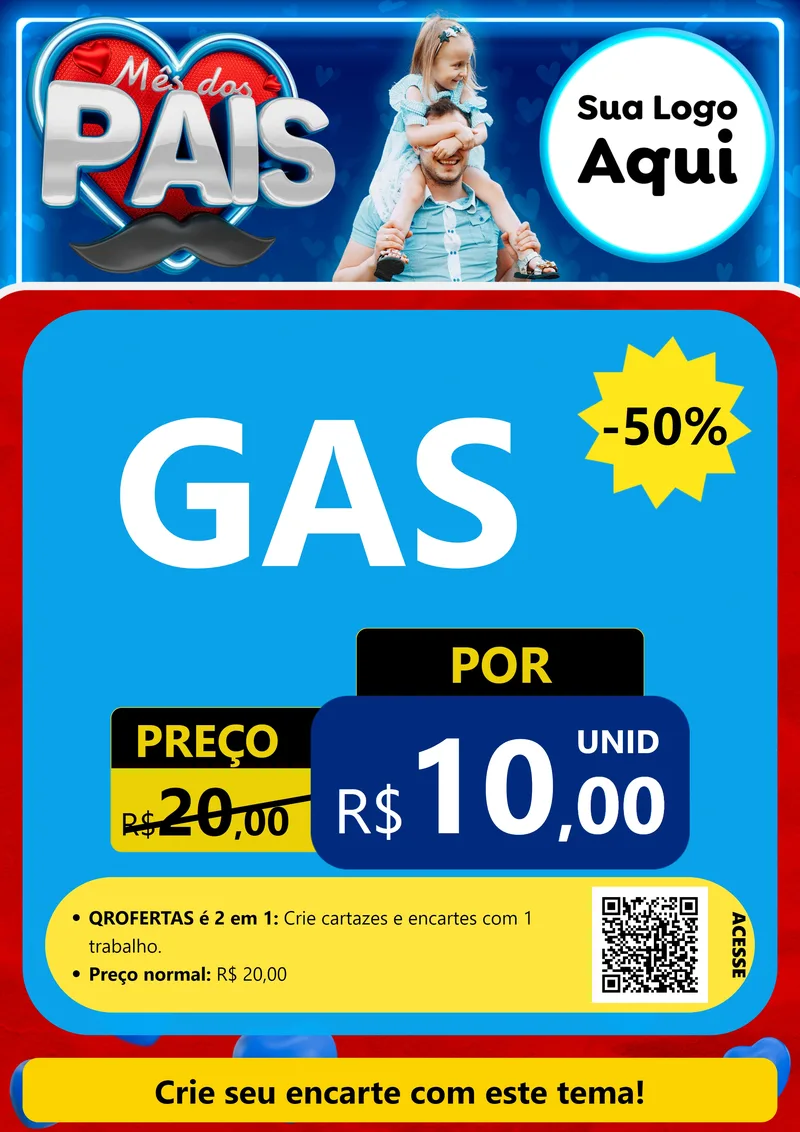 Modelo de Cartaz para Cartaz A4 Vertical com o tema Mês Dos Pais para Água e gás
