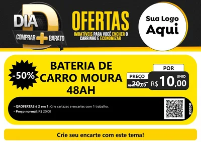 Modelo de Cartaz para Cartaz A4 Horizontal com o tema Dia D Mais Economia para Baterias Elétricas
