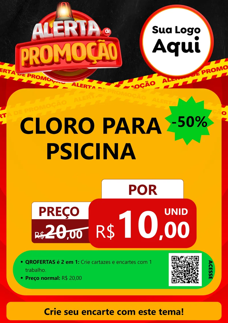 Modelo de Cartaz para Cartaz A4 Vertical com o tema Alerta de Promoção para Produtos para Piscina
