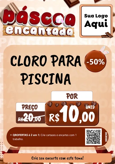 Modelo de Cartaz para Cartaz A4 Vertical com o tema Páscoa Encantada para Produtos para Piscina