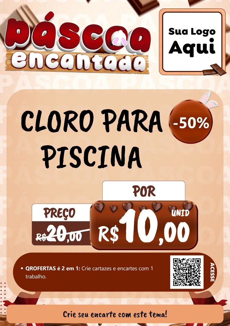 Modelo de Cartaz para Cartaz A4 Vertical com o tema Páscoa Encantada para Produtos para Piscina