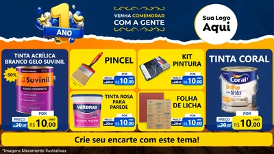 Modelo de TV para TV Horizontal com o tema Um Ano de Aniversário para Tintas e Ferramentas