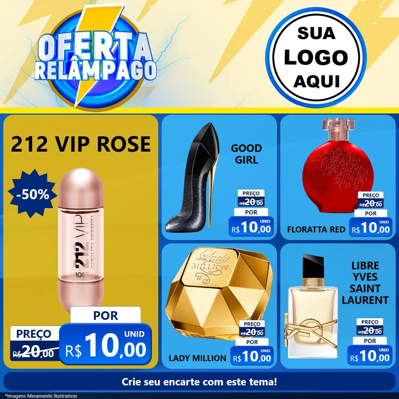Modelo de Rede Social para Feed Facebook com o tema Oferta Relâmpago para Perfumes