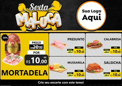 Modelo de Encarte para Encarte A4 Horizontal com o tema Sexta Maluca para Frios e Laticínios