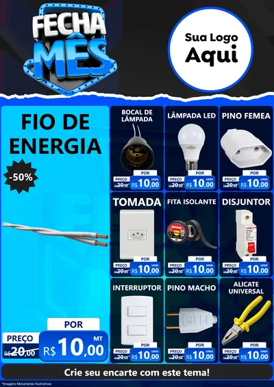 Modelo de Encarte para Encarte A4 Vertical com o tema Fecha Mês para Materiais Elétricos