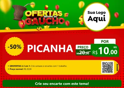Modelo de Cartaz para Cartaz A4 Horizontal com o tema Ofertas Semana Do Gaúcho para Açougue