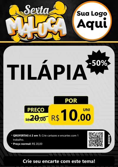 Modelo de Cartaz para Cartaz A4 Vertical com o tema Sexta Maluca para Peixaria