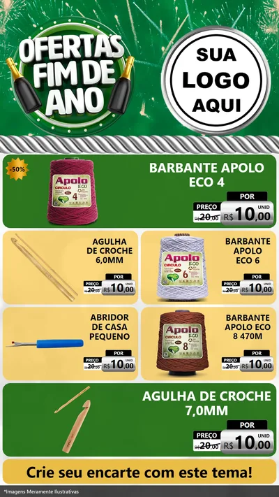 Modelo de TV para TV Vertical com o tema Ofertas Fim de Ano para Armarinho e Aviamentos