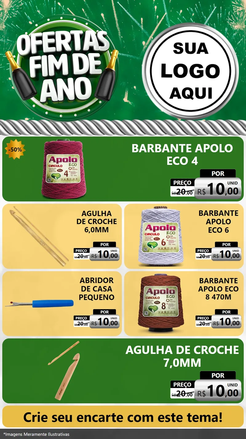 Modelo de TV para TV Vertical com o tema Ofertas Fim de Ano para Armarinho e Aviamentos