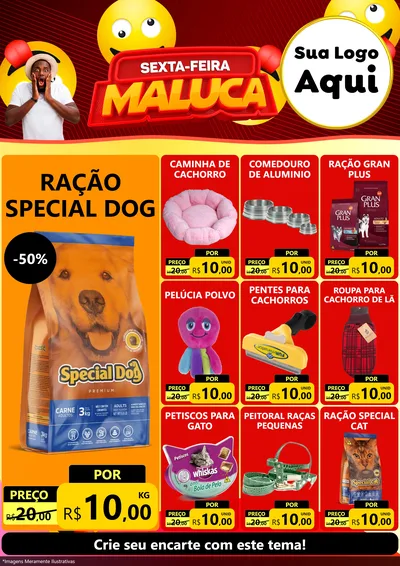 Modelo de Encarte para Encarte A4 Vertical com o tema Sexta-feira Maluca para Pet Shop