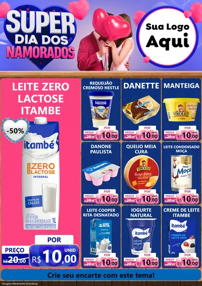 Modelo de Encarte para Encarte A4 Vertical com o tema Super Dia dos Namorados para Frios e Laticínios