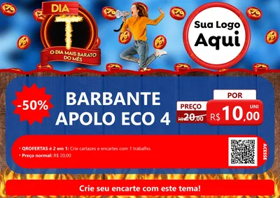 Modelo de Cartaz para Cartaz A4 Horizontal com o tema Dia T - O Dia Mais Barato Do Mês para Armarinho e Aviamentos
