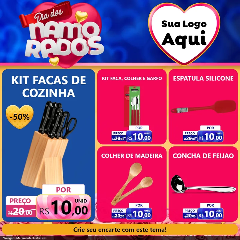 Modelo de Rede Social para Feed Facebook com o tema Dia dos namorados para Utilidades Domésticas