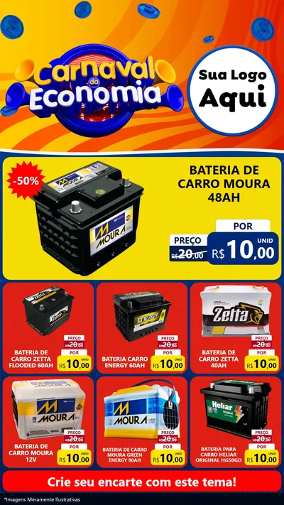 Modelo de Rede Social para Stories com o tema Carnaval da Economia para Baterias Elétricas