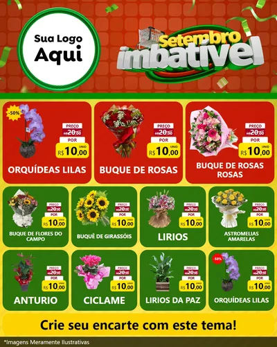 Modelo de Rede Social para Feed Instagram com o tema Setembro Imbatível para Floricultura e jardim