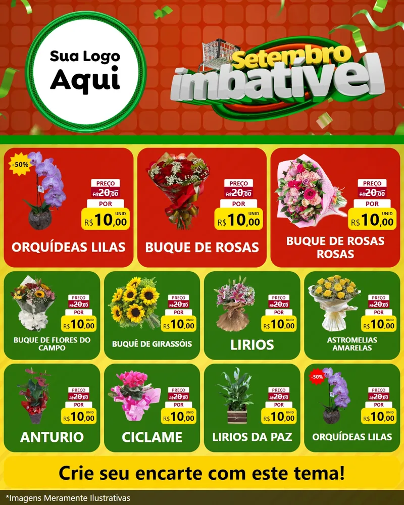 Modelo de Rede Social para Feed Instagram com o tema Setembro Imbatível para Floricultura e jardim