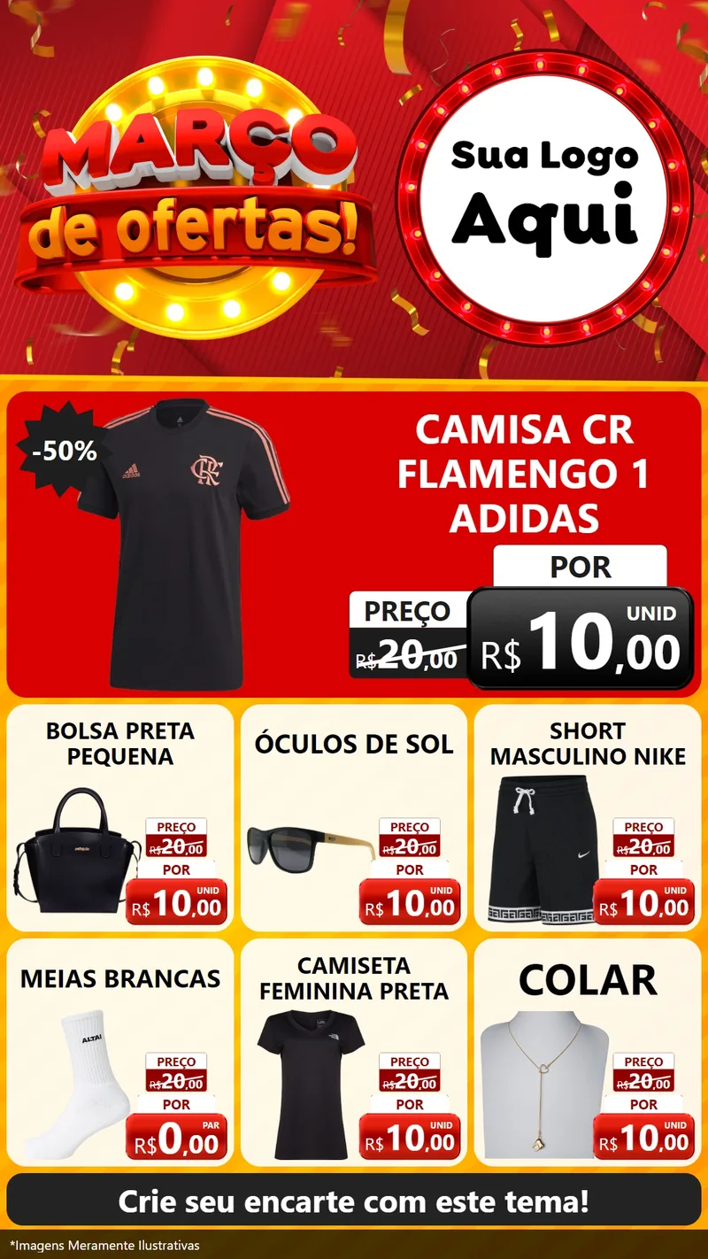 Modelo de Rede Social para Stories com o tema Março de Ofertas! para Roupas e acessórios