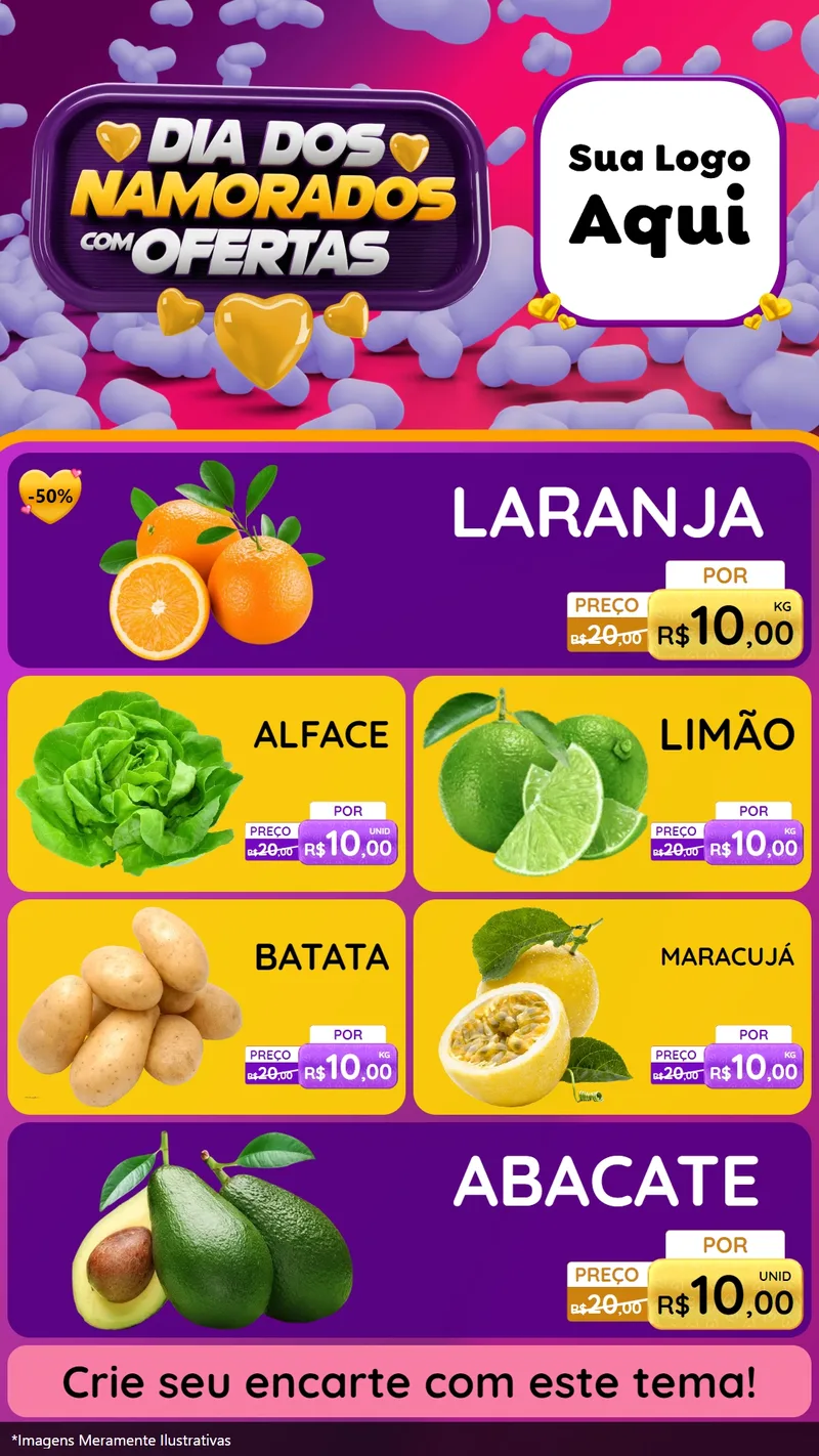 Modelo de TV para TV Vertical com o tema Dia Dos Namorados Com Ofertas para Hortifrúti