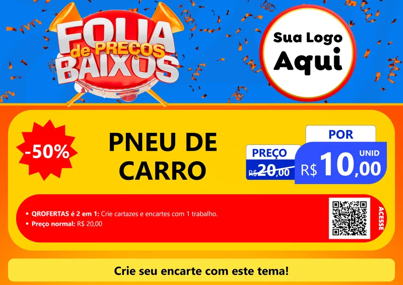 Modelo de Cartaz para Cartaz A4 Horizontal com o tema Folia de Preços Baixos para Auto peças