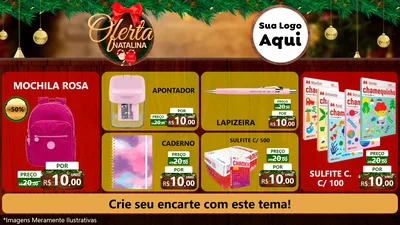 Modelo de TV para TV Horizontal com o tema Ofertas Natalina para Papelaria