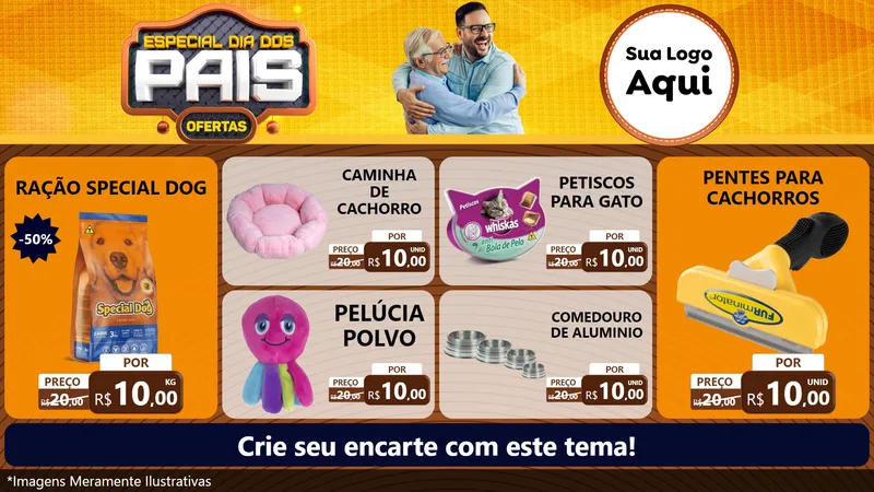 Modelo de TV para TV Horizontal com o tema Especial Dia dos Pais para Pet Shop