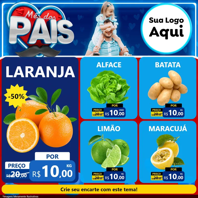 Modelo de Rede Social para Feed Facebook com o tema Mês Dos Pais para Hortifrúti