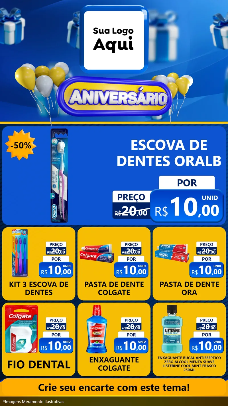 Modelo de Rede Social para Stories com o tema Aniversário para Higiene Pessoal