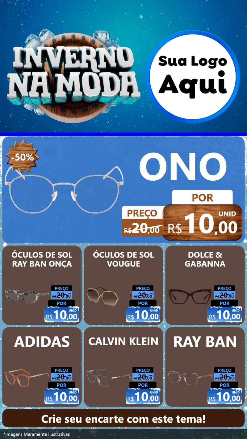 Modelo de Rede Social para Stories com o tema Inverno na Moda para Óticas