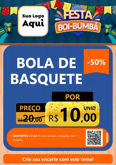 Modelo de Cartaz para Cartaz A4 Vertical com o tema Festa Boi Bumbá para Artigos Esportivos
