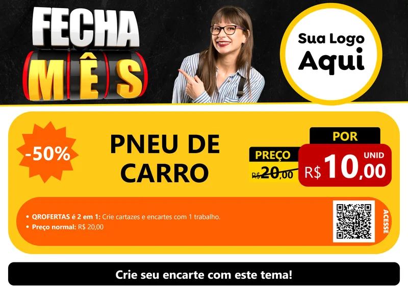 Modelo de Cartaz para Cartaz A4 Horizontal com o tema Fecha Mês para Auto peças