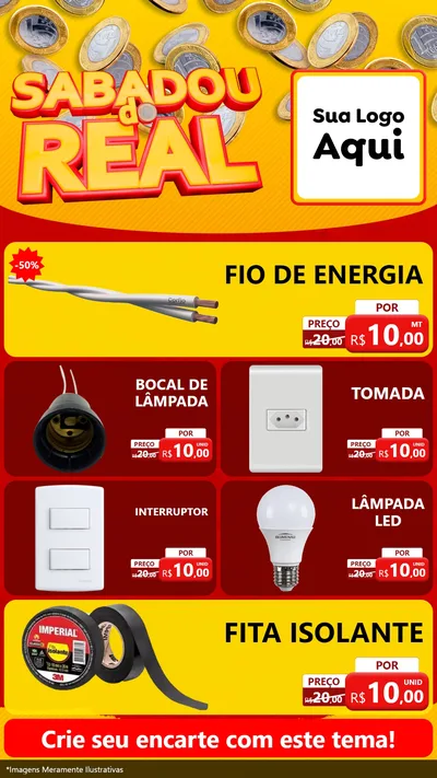 Modelo de TV para TV Vertical com o tema Sabadou do Real para Materiais Elétricos