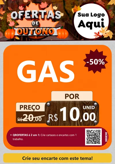 Modelo de Cartaz para Cartaz A4 Vertical com o tema Ofertas de Outono para Água e gás