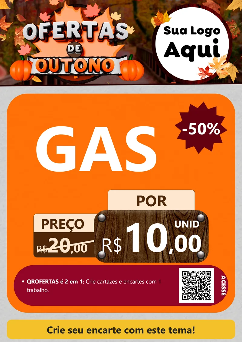 Modelo de Cartaz para Cartaz A4 Vertical com o tema Ofertas de Outono para Água e gás
