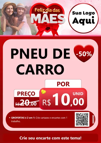 Modelo de Cartaz para Cartaz A4 Vertical com o tema Feliz Dia Das Mães para Auto peças