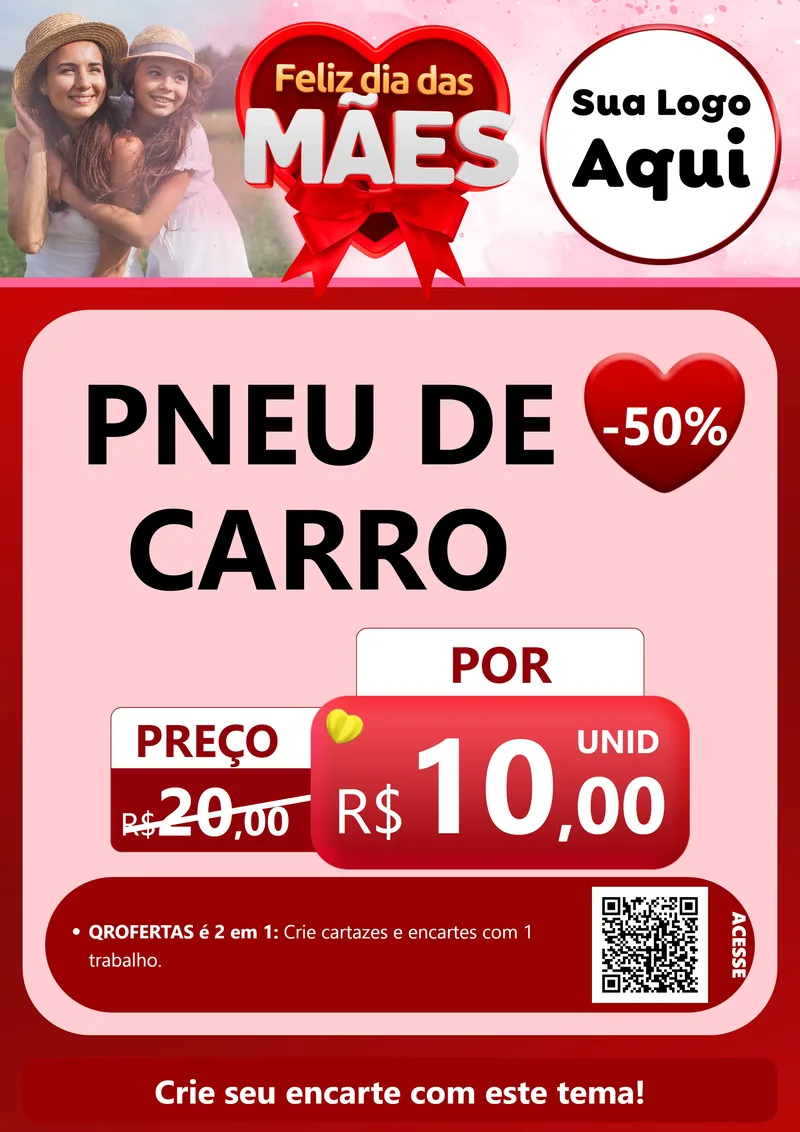 Modelo de Cartaz para Cartaz A4 Vertical com o tema Feliz Dia Das Mães para Auto peças