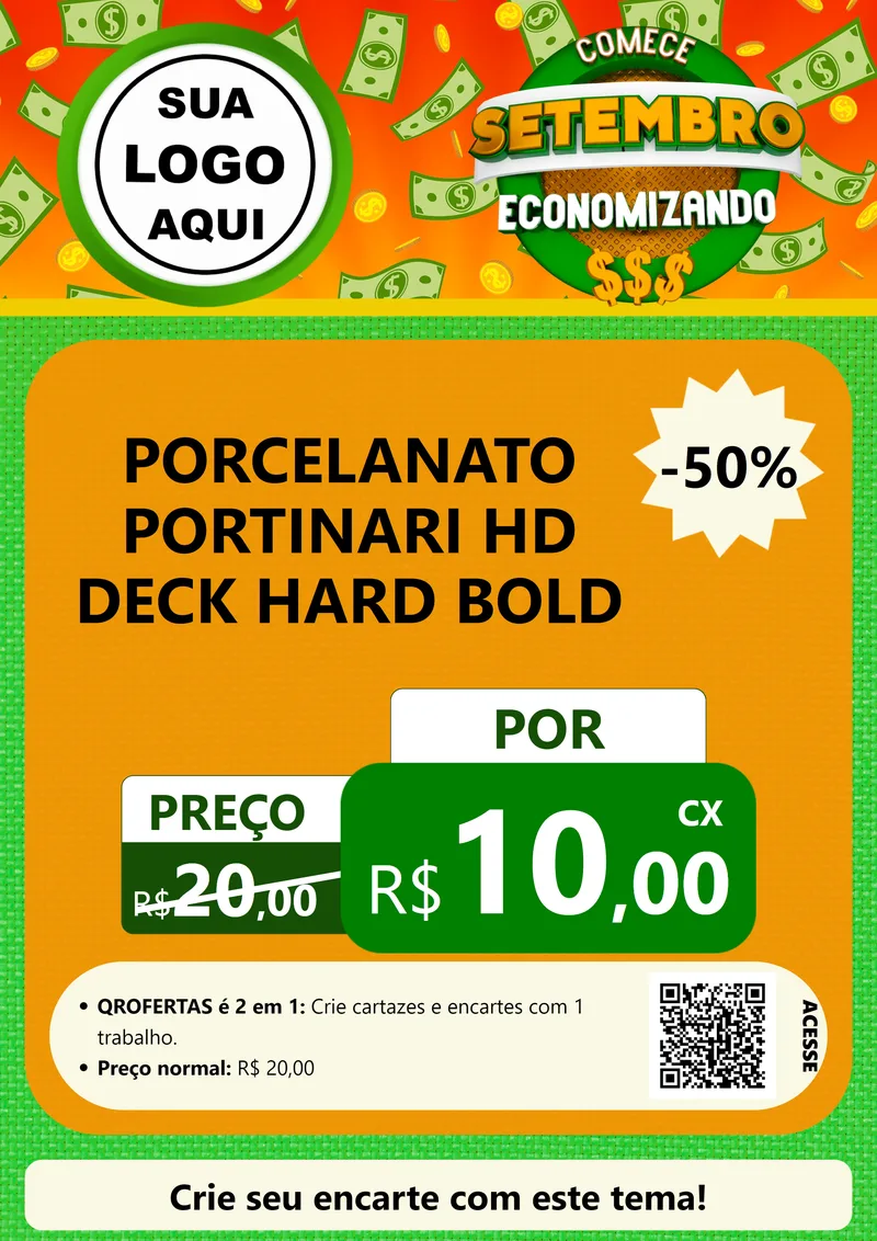 Modelo de Cartaz para Cartaz A4 Vertical com o tema Comece Setembro Economizando para Pisos e revestimentos