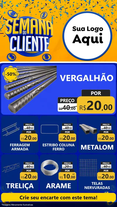 Modelo de Rede Social para Stories com o tema Semana do Cliente para Ferragens
