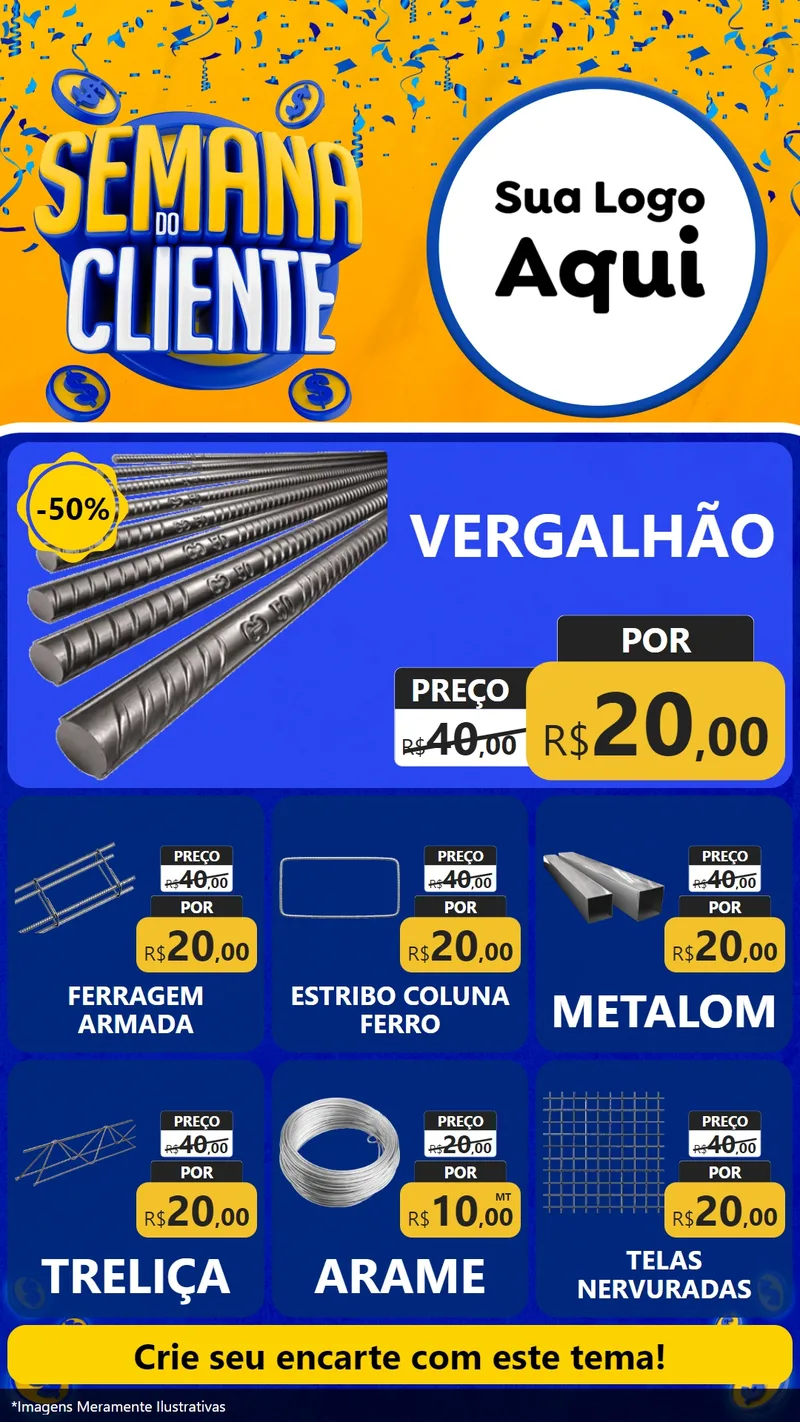 Modelo de Rede Social para Stories com o tema Semana do Cliente para Ferragens