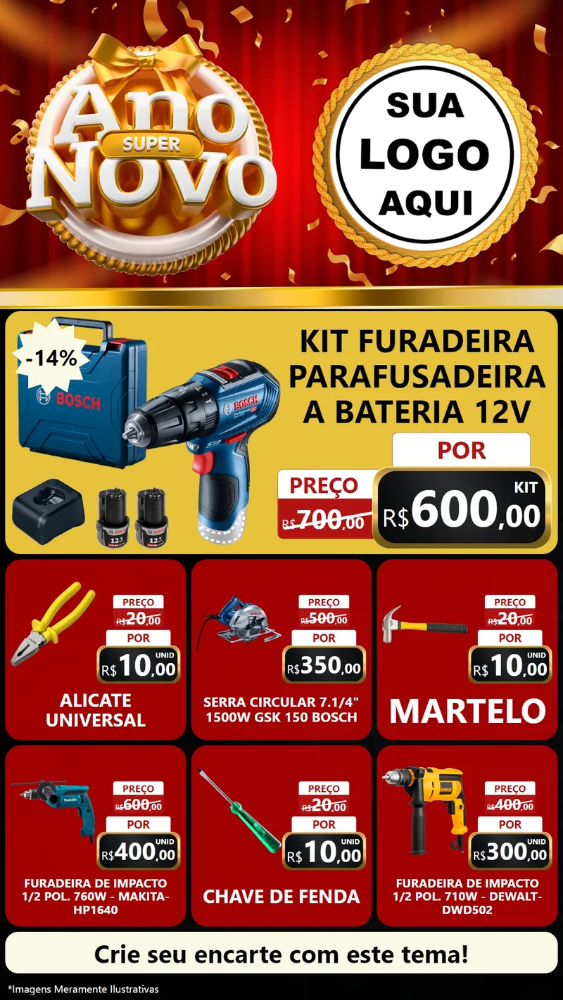 Modelo de Rede Social para Stories com o tema Super Ano Novo para Maquinas e Ferramentas