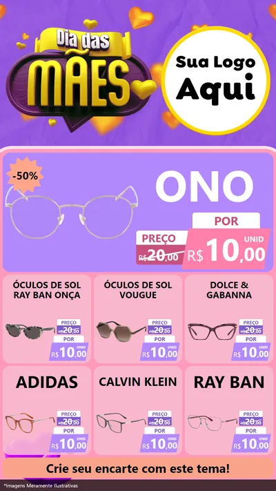 Modelo de Rede Social para Stories com o tema Dia das Mães para Óticas