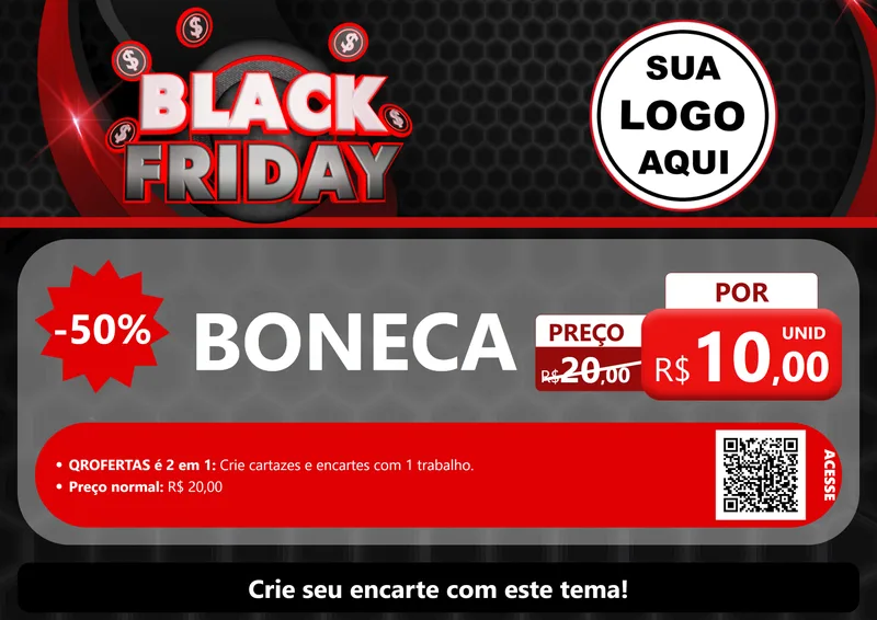 Modelo de Cartaz para Cartaz A4 Horizontal com o tema Black Friday para Brinquedos